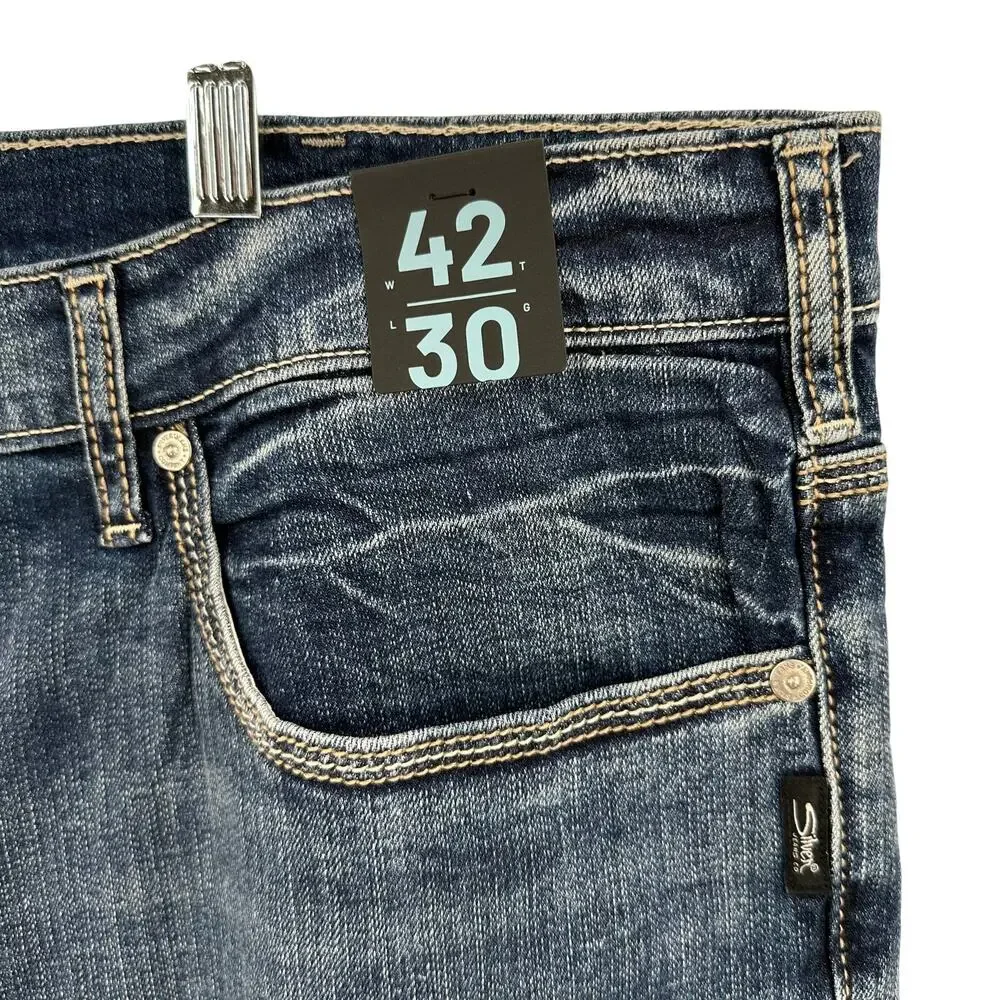 Silver Jeans Co Gordie Relaxed Fit Straight Jeans in Indigo Size 42x30